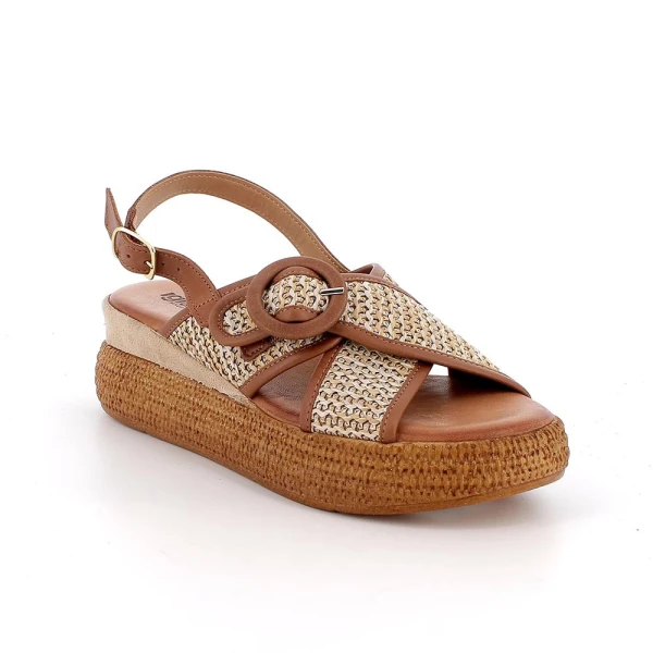 IGI&CO - Sandalo marrone in raffia con zeppa - 1187611