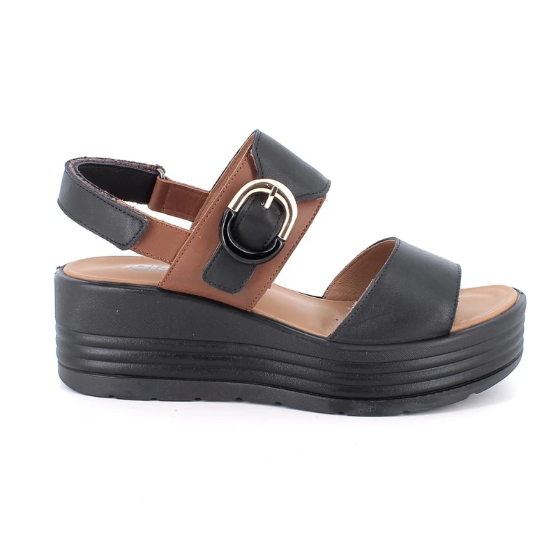 IGI&CO - Sandalo nero e marrone con zeppa - 1164577
