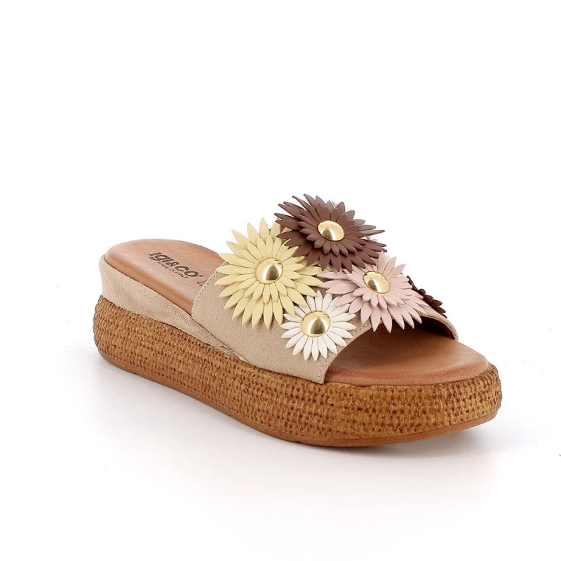 IGI&CO - Ciabatta colorata in raffia con fiori - 1187511