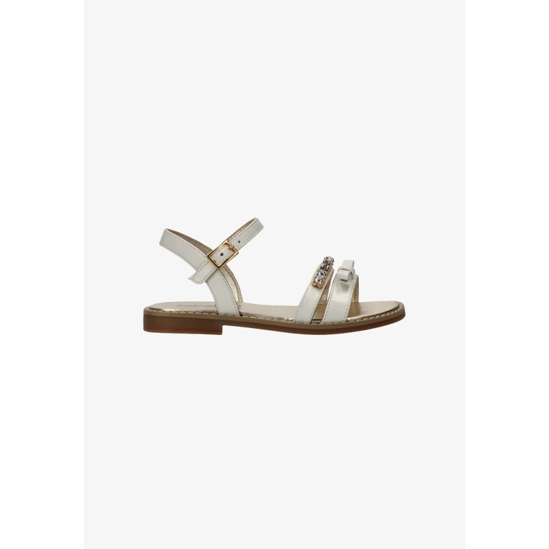 MORELLI - Sandalo bianco con fiocco e strass -