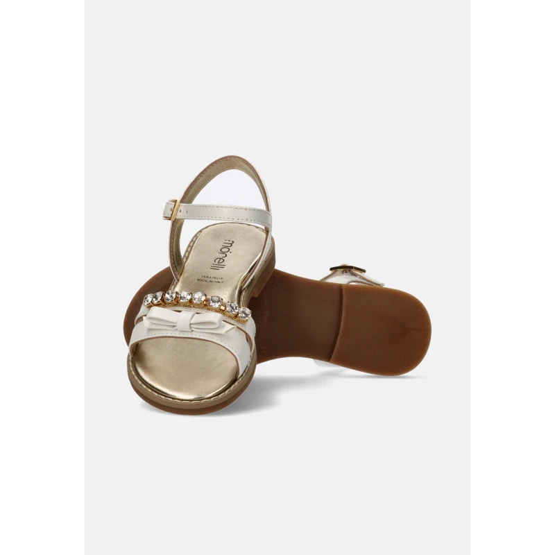 MORELLI - Sandalo bianco con fiocco e strass -