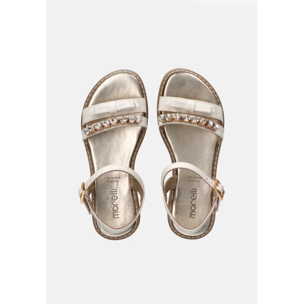 MORELLI - Sandalo bianco con fiocco e strass -
