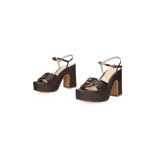 ALBANO - Sandalo marrone in raffia con plateau - 5574 2