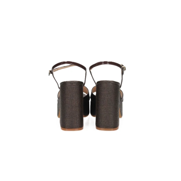 ALBANO - Sandalo marrone in raffia con plateau - 5574