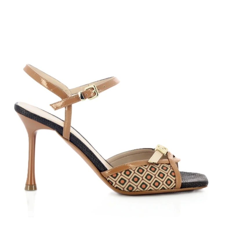 ALBANO - Sandalo cuoio in vernice fantasia - 5566