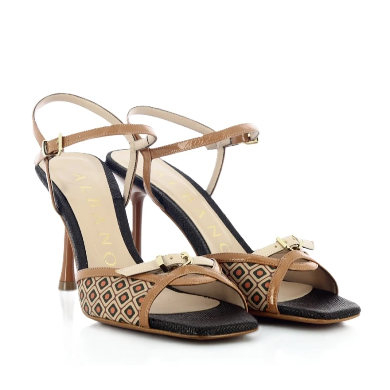 ALBANO - Sandalo cuoio in vernice fantasia - 5566