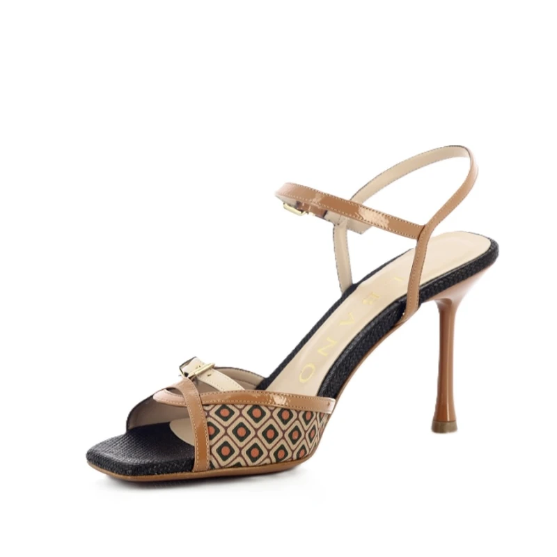 ALBANO - Sandalo cuoio in vernice fantasia - 5566