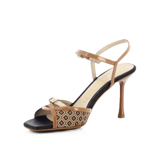 ALBANO - Sandalo cuoio in vernice fantasia - 5566
