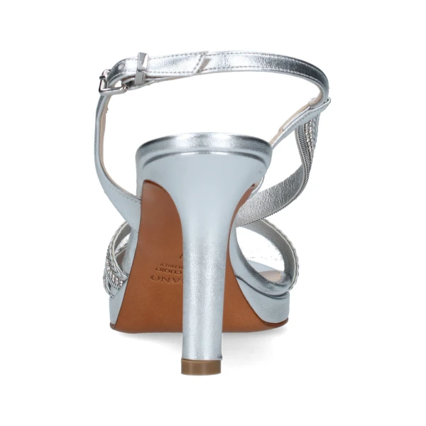 ALBANO - Sandalo argento con strass con plateau - 5581