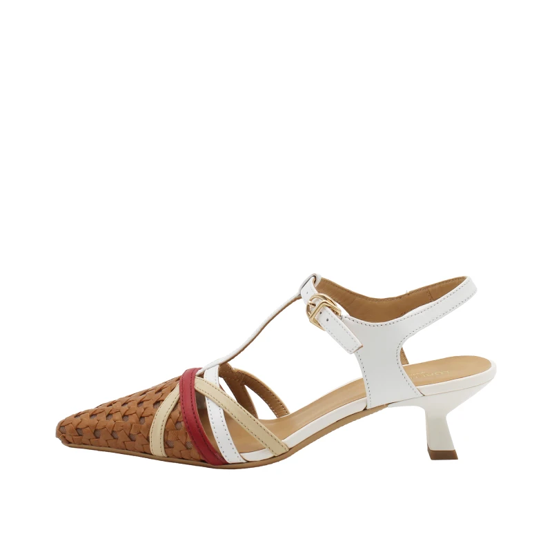 LORENZO MARI - Decollete' slingback cuoio intrecciata - cindy07