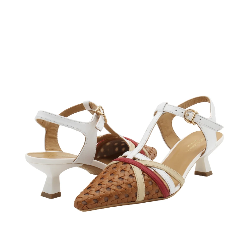 LORENZO MARI - Decollete' slingback cuoio intrecciata - cindy07