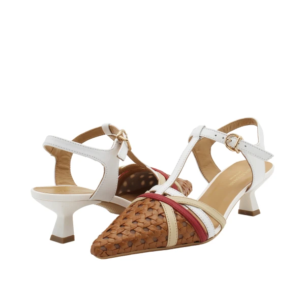 LORENZO MARI - Decollete' slingback cuoio intrecciata - cindy07