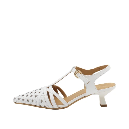 LORENZO MARI - Decollete' slingback bianca intrecciata - cindy07