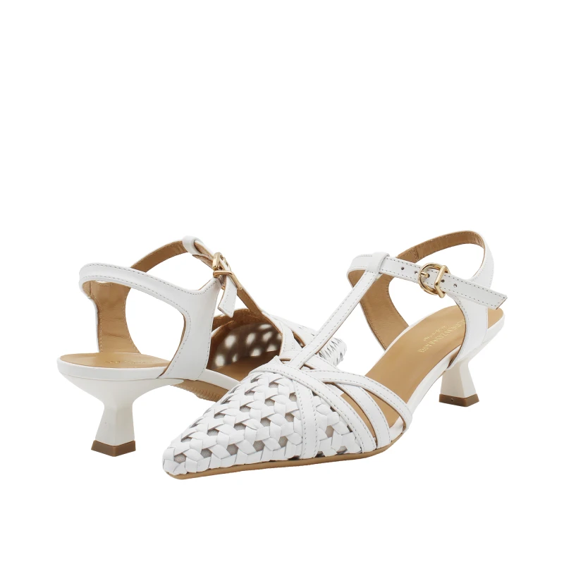 LORENZO MARI - Decollete' slingback bianca intrecciata - cindy07