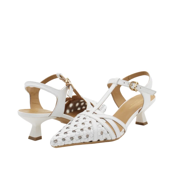 LORENZO MARI - Decollete' slingback bianca intrecciata - cindy07