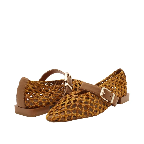 EXE' - Ballerina cuoio rete intrecciata - ex2389-1