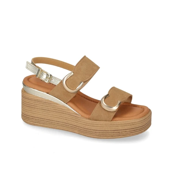 VALLEVERDE - Sandalo sabbia con zeppa - 32611a