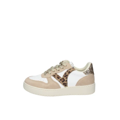 VICTORIA - Sneakers bianca e beige con riporti animalier -