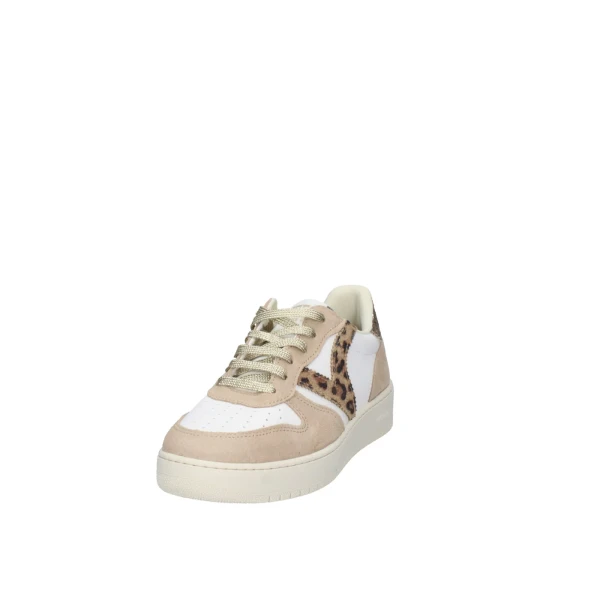 VICTORIA - Sneakers bianca e beige con riporti animalier -