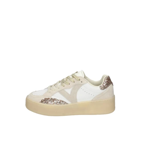 VICTORIA - Sneakers bianca e beige con glitter - 1265101