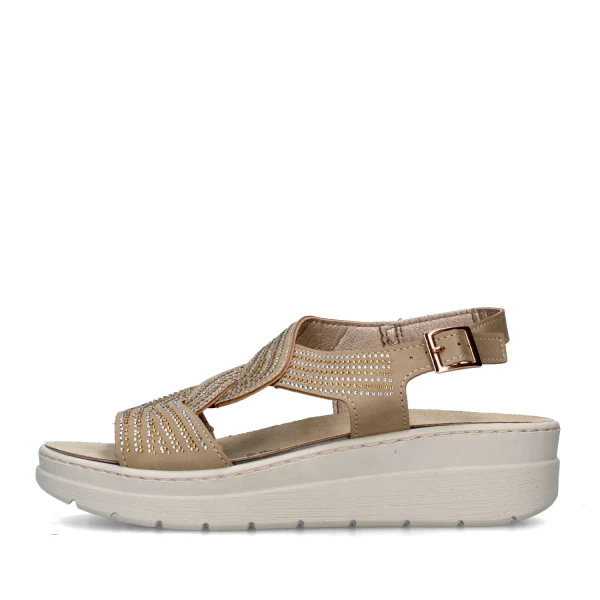 VALLEVERDE - Sandalo beige con strass - 55602