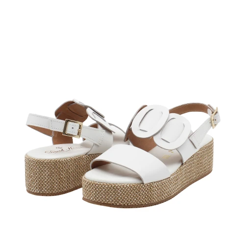 DAVID HARON - Sandalo bianco con zeppa in raffia - 504l 2