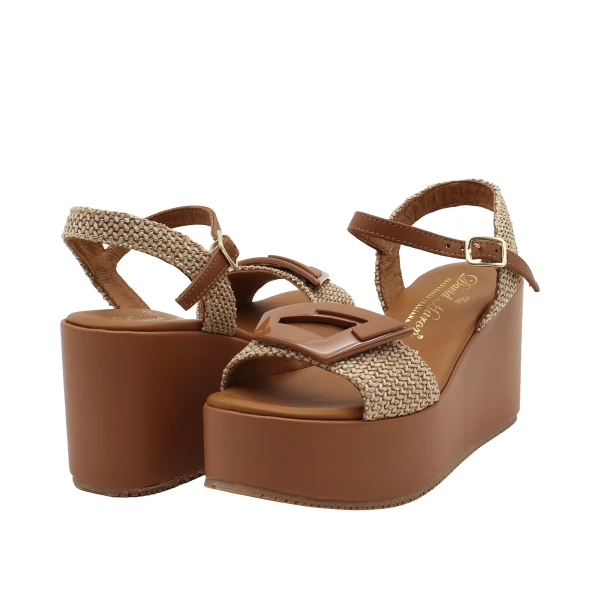 DAVID HARON - Sandalo cuoio in raffia - 506q