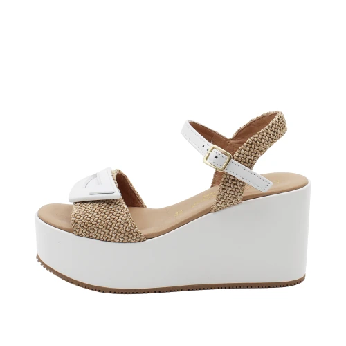 DAVID HARON - Sandalo bianco in raffia - 506q