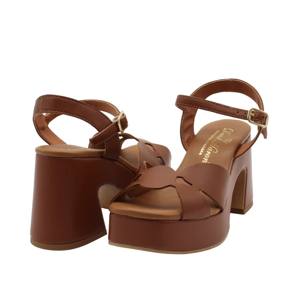 DAVID HARON - Sandalo cuoio con plateau - 508d