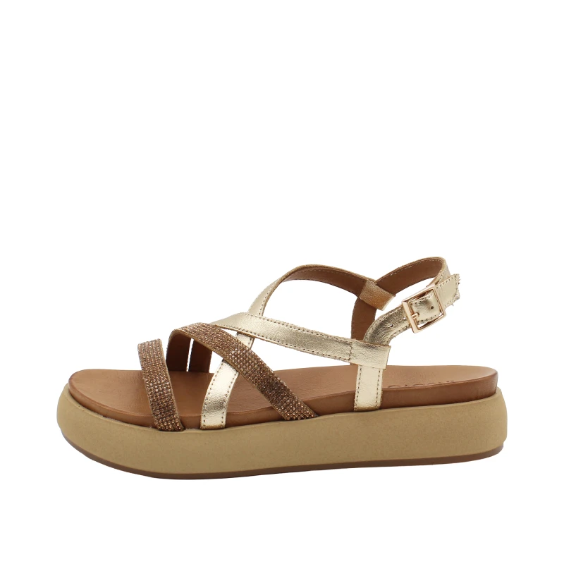 INUOVO - Sandalo oro con strass e zeppa - a96051