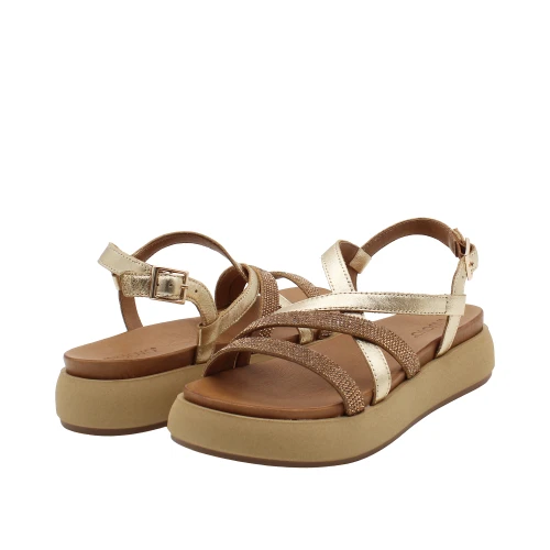 INUOVO - Sandalo oro con strass e zeppa - a96051 2