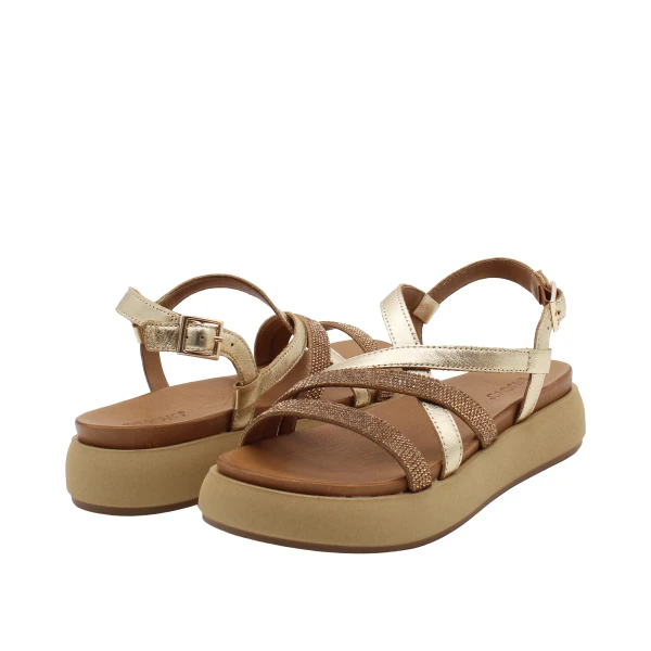 INUOVO - Sandalo oro con strass e zeppa - a96051