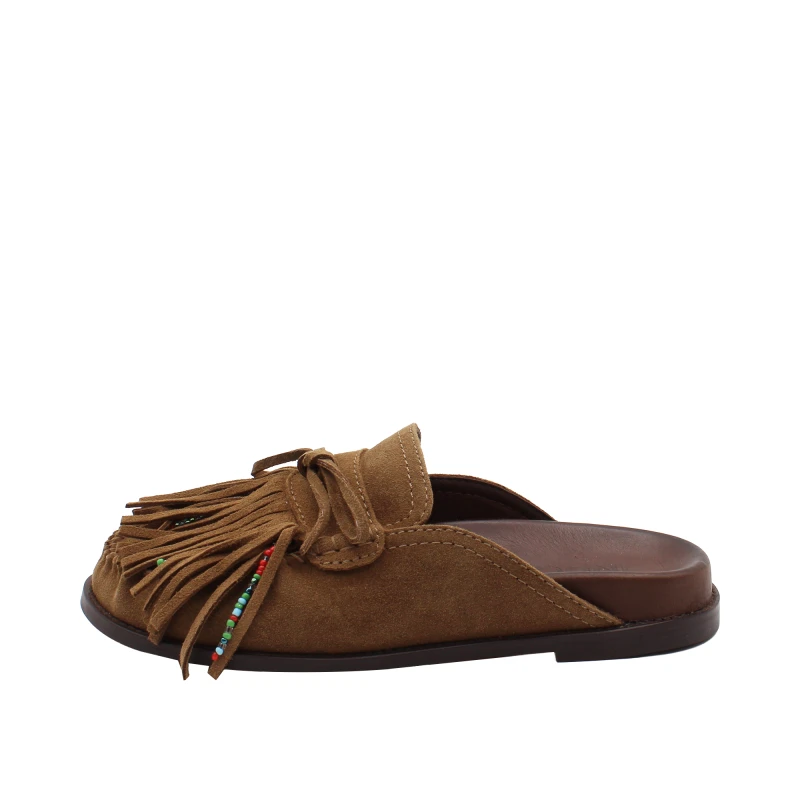 INUOVO - Sandalo sabot con frange e perline - d51060