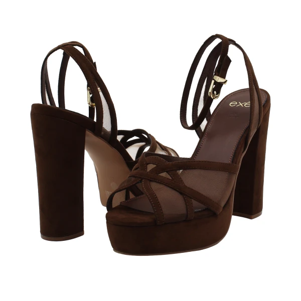 EXE' - Sandalo marrone con plateau - 