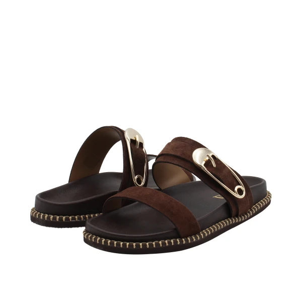 JEIDA - Ciabatta marrone con applicazione - j65