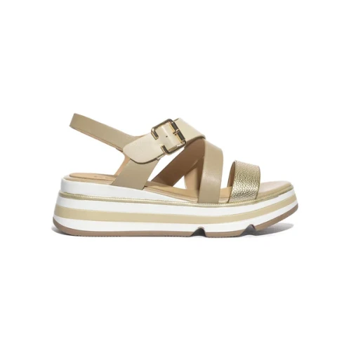 KEYS - Sandalo beige e oro con zeppa - k-12134