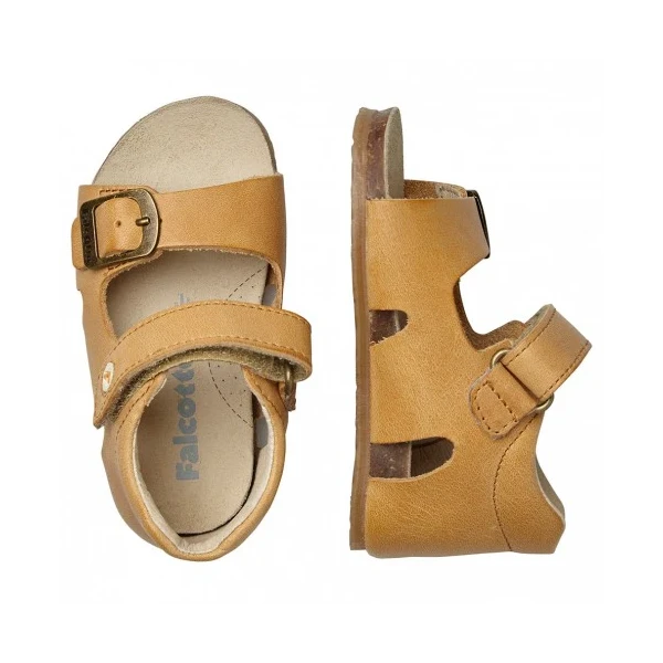 FALCOTTO - Sandalo cuoio con fibbia e velcro -