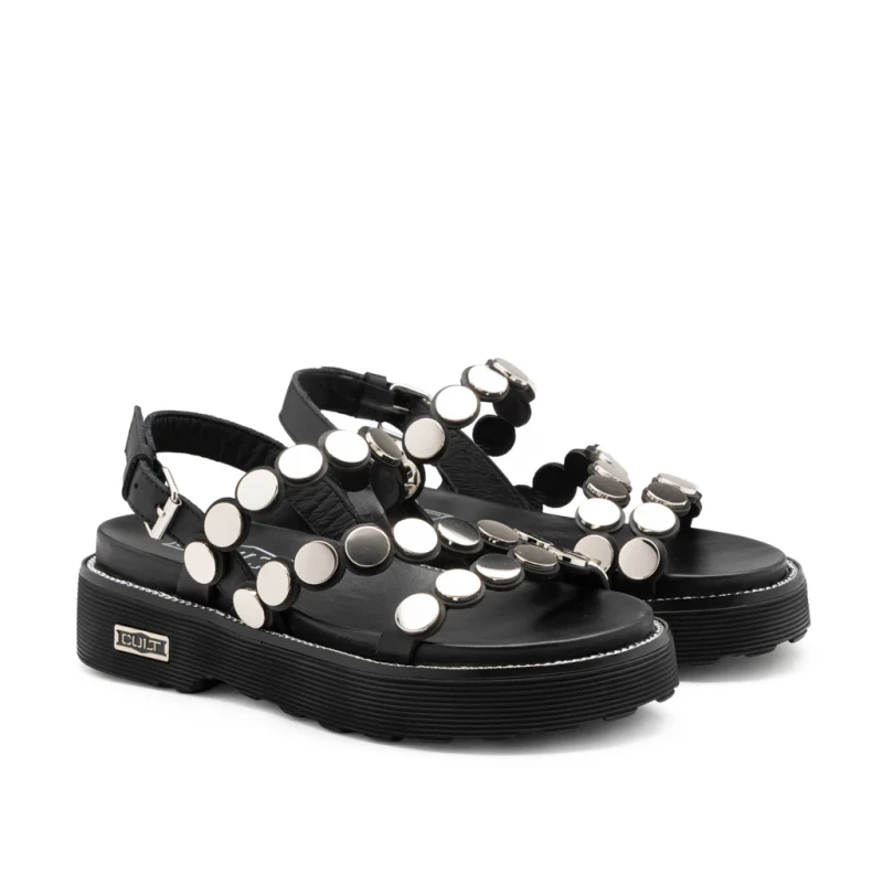CULT - Sandalo nero con borchie - clw477000