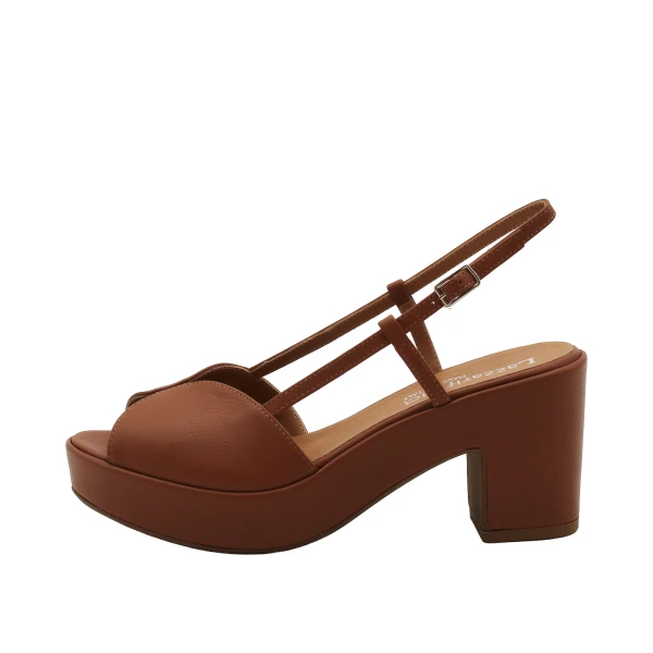 LAZZARIFELICI - Sandalo cuoio con plateau - 1906/g60