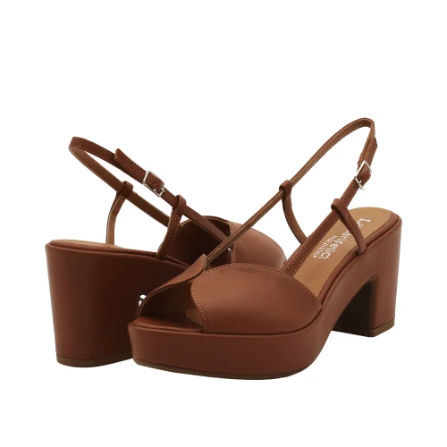 LAZZARIFELICI - Sandalo cuoio con plateau - 1906/g60 2