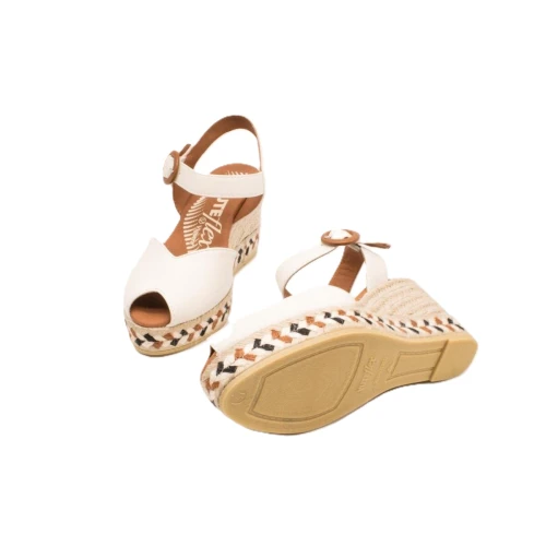 VIGUERA - Espadrillas in pelle panna con riporti marrone 2