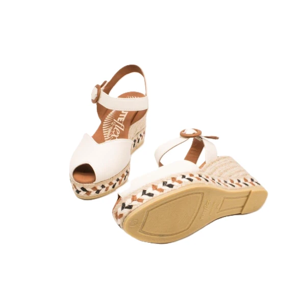 VIGUERA - Espadrillas in pelle panna con riporti marrone