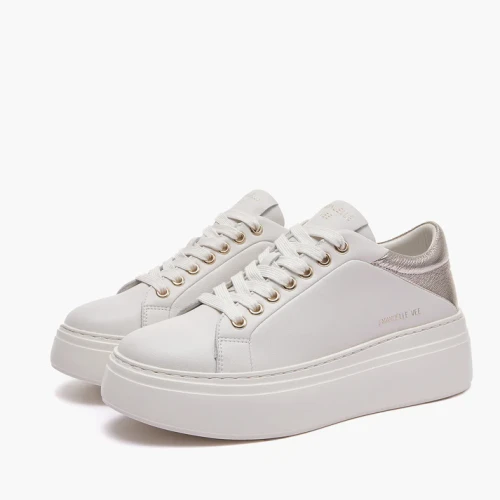 EMANUELLE VEE - Sneakers beige con riporto oro - 2