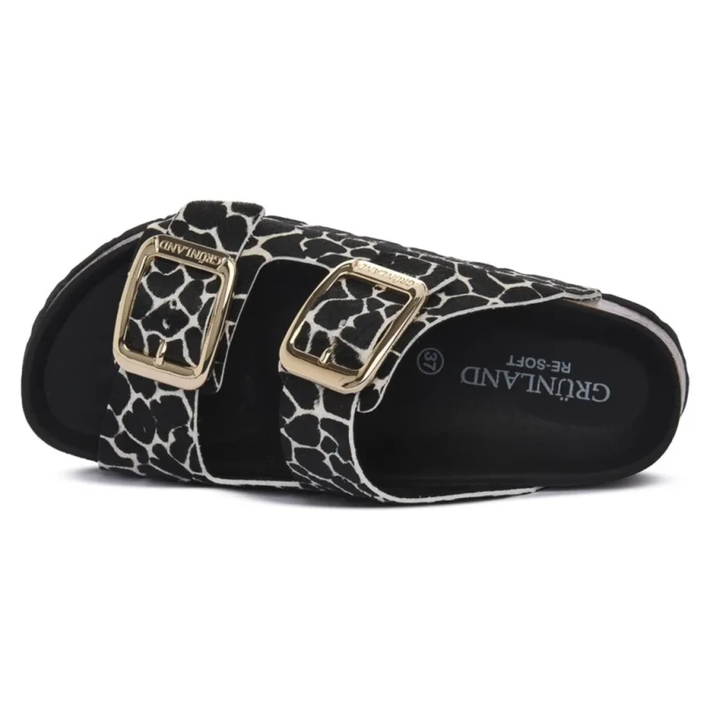 GRUNLAND - Ciabatta nera e panna in cavallino - cb1796-40 enny