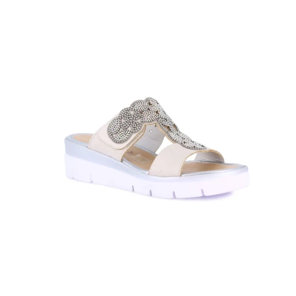 GRUNLAND - Ciabatta latte con strass con zeppa - ci3142-g7
