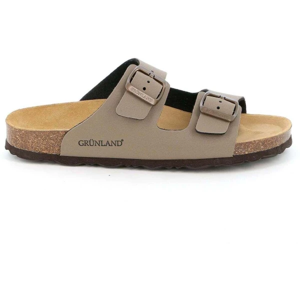 GRUNLAND - Ciabatta tortora con fibbie - cb1557-40