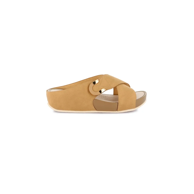 GRUNLAND - Ciabatta beige con velcro e zeppa - ci3116-c9