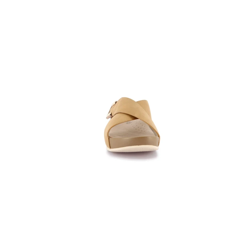 GRUNLAND - Ciabatta beige con velcro e zeppa - ci3116-c9