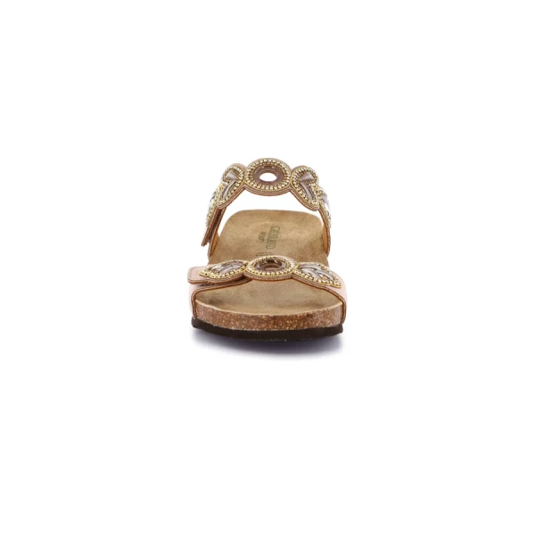 GRUNLAND - Ciabatta taupe con zeppa e strass - cb1839-70