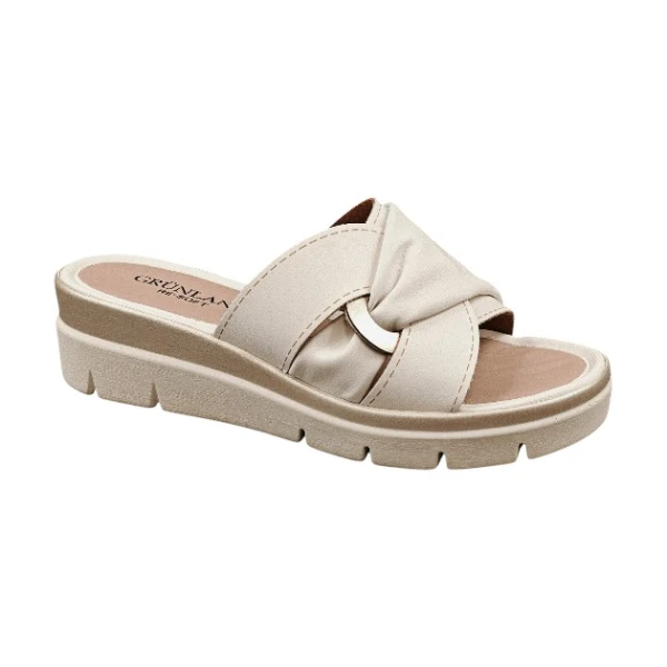 GRUNLAND - Ciabatta bianca con zeppa - 